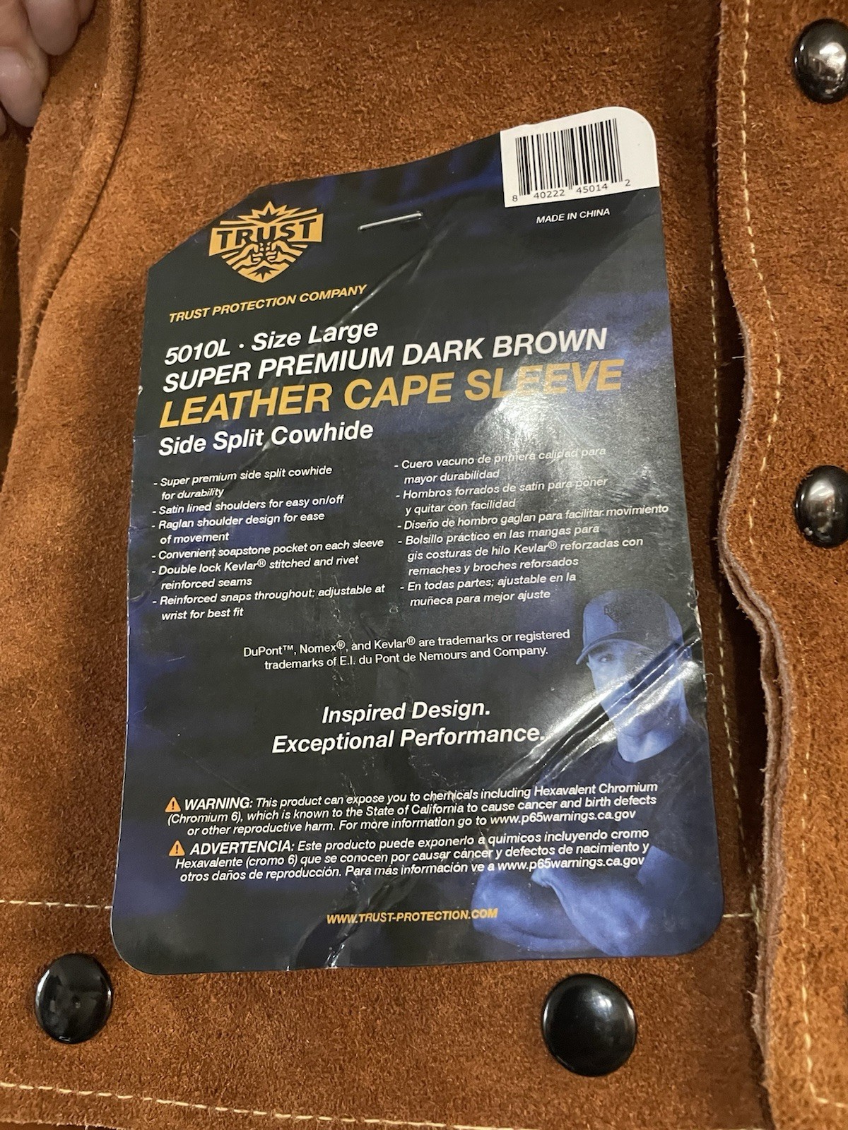 Trust Dark Brown Super Premium Leather Cape Sleeve Jacket Men’s Size Large NEW