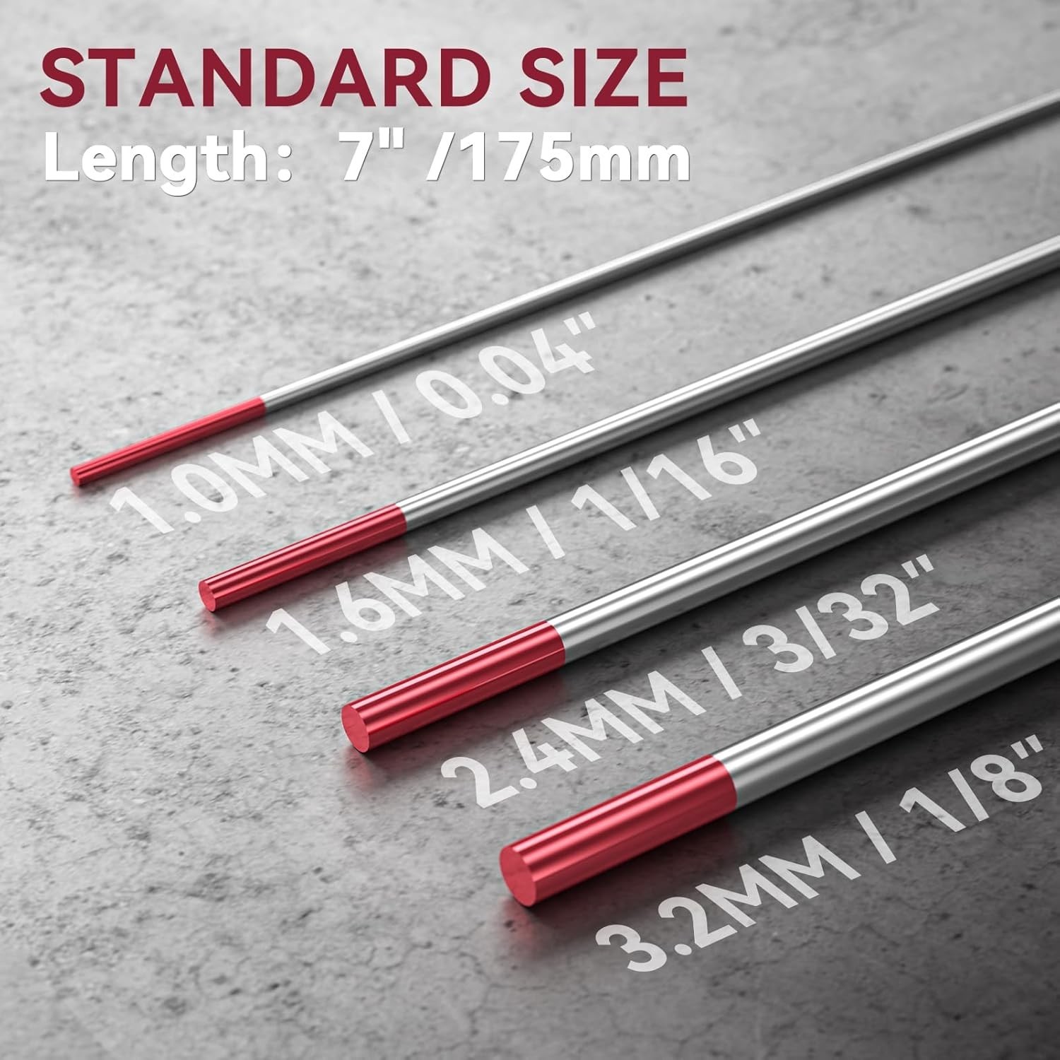 10-Pack Red Tungsten TIG Welding Electrodes 1/16″ x 7″ – Ideal for All Welders