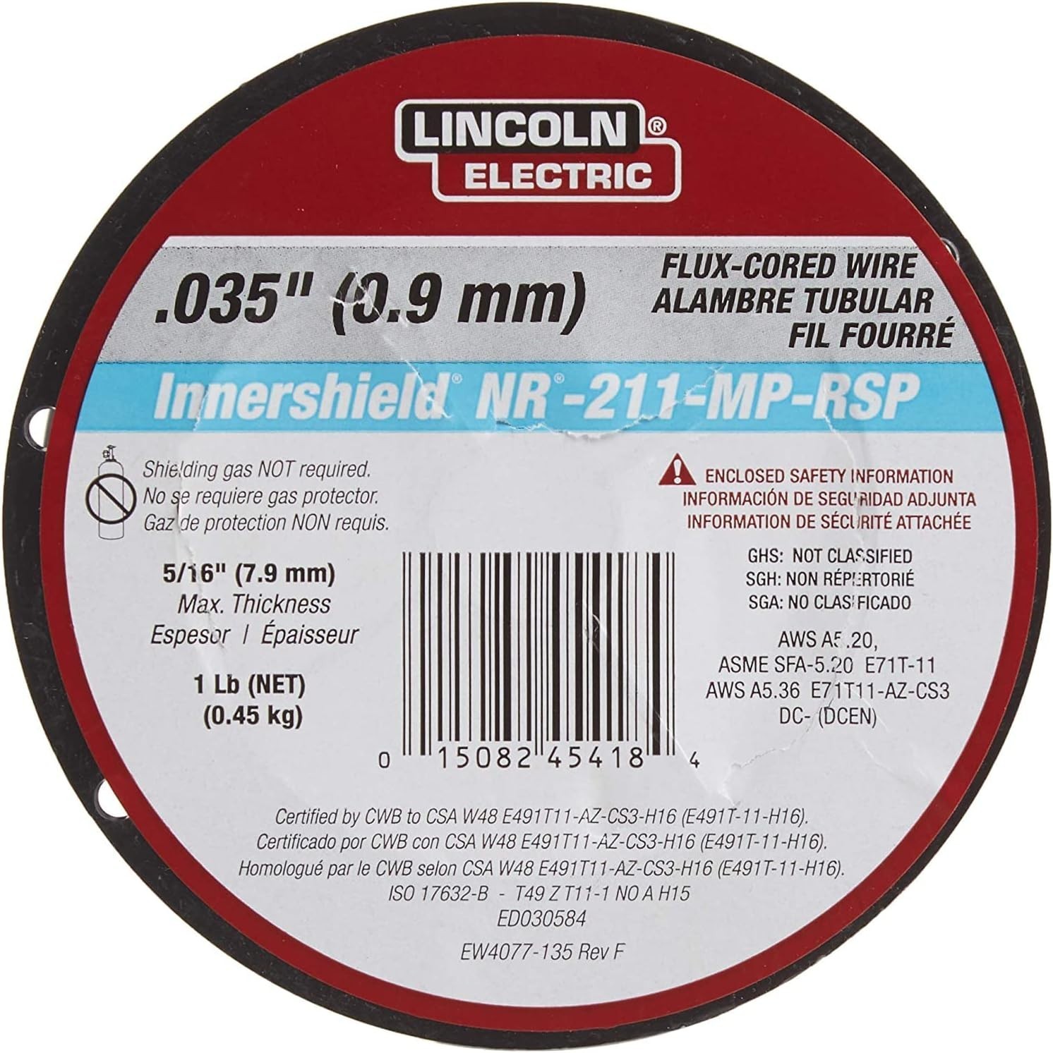 Lincoln .035″ NR-211-MP MIG Welding Wire – Flux-Core, Pack of 3 for All Position