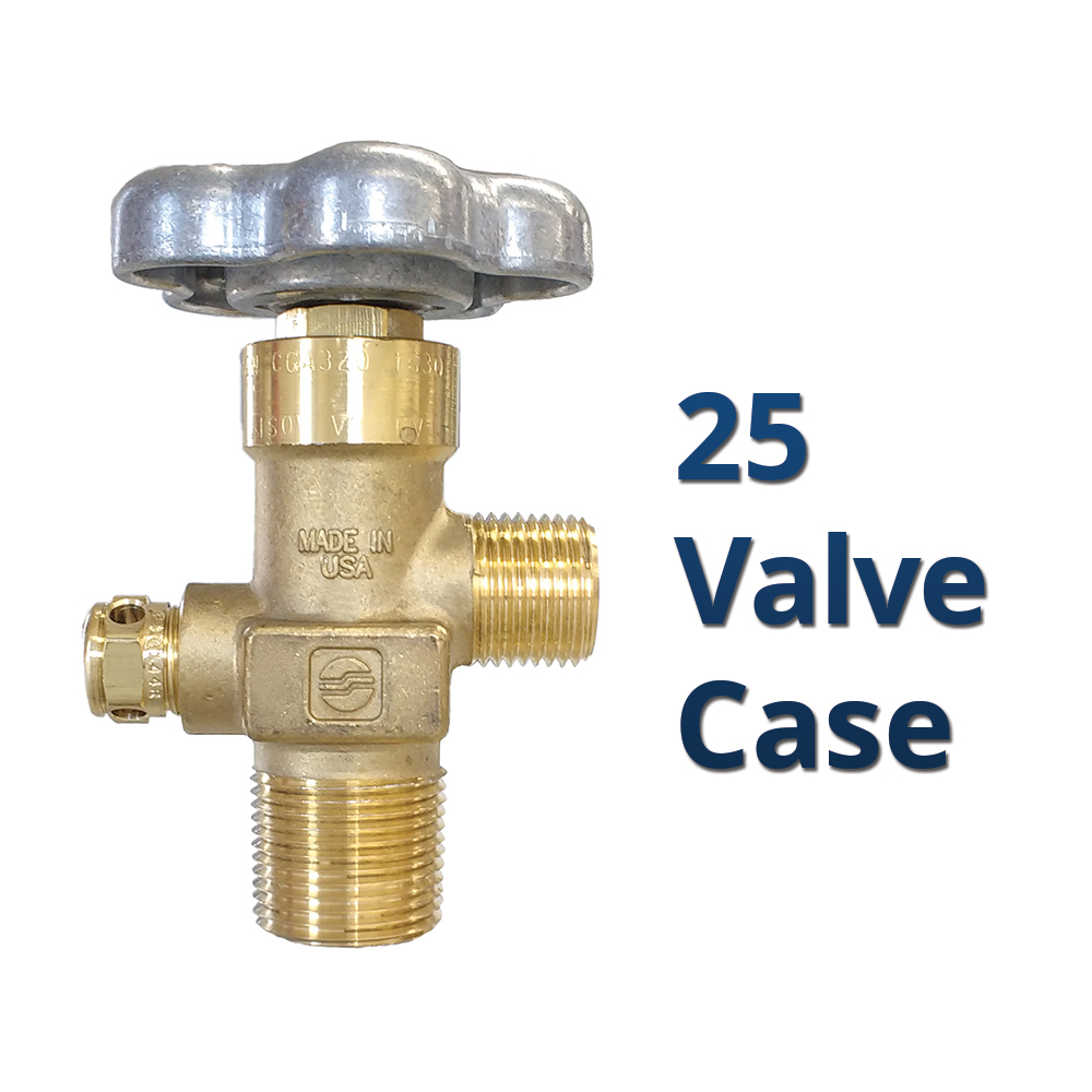 Case of 25 Sherwood CGA320 CO2 Cylinder Valves 3/4″ NGT 3000 PSI Made in USA