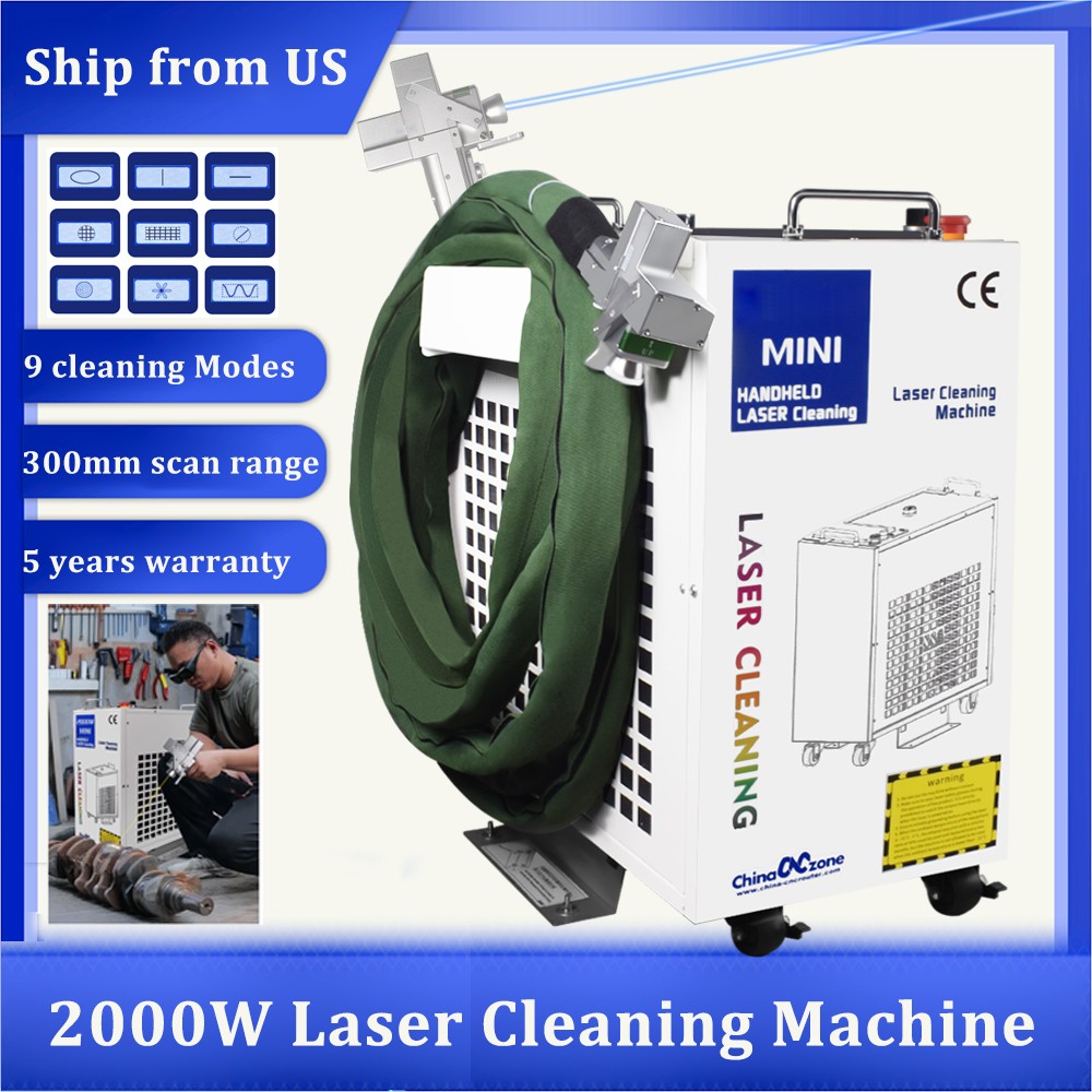 2000W Laser Cleaning Machine Rust Removal Machine Double Pendulum Scan 300mm US