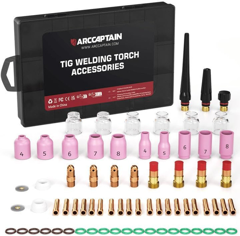 71 Pcs TIG Welding Torch Accessories Kit for WP-17/18/26 | 6 Glass Cup #12, 10 G