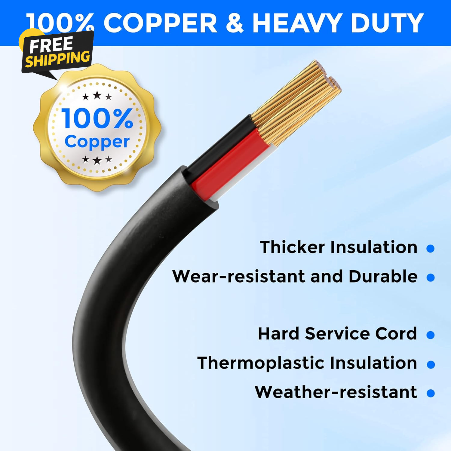 50Amp 40FT Welder Extension Cord 8 AWG, 250V NEMA 6-50P to 6-50R Heavy Duty