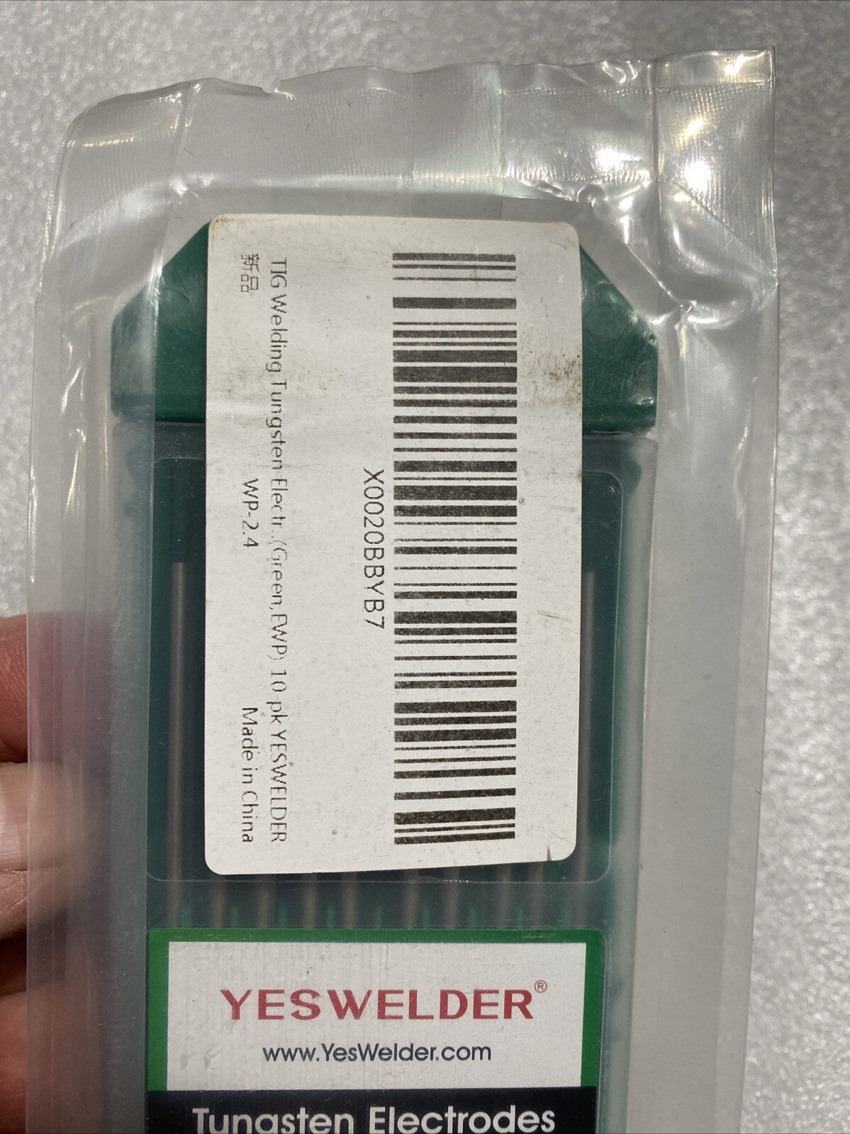 TIG Welding Tungsten Electrode Pure Tungsten 3/32 x 7” Green, EWP 10-pk YESWELD