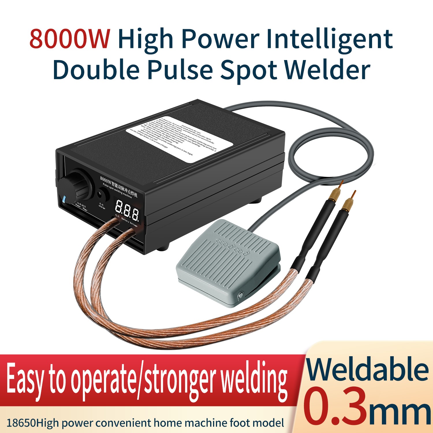 For 18650 Li-ion Battery Pack 8000W Mini Spot Welder Nickel Strip Welding Tool #
