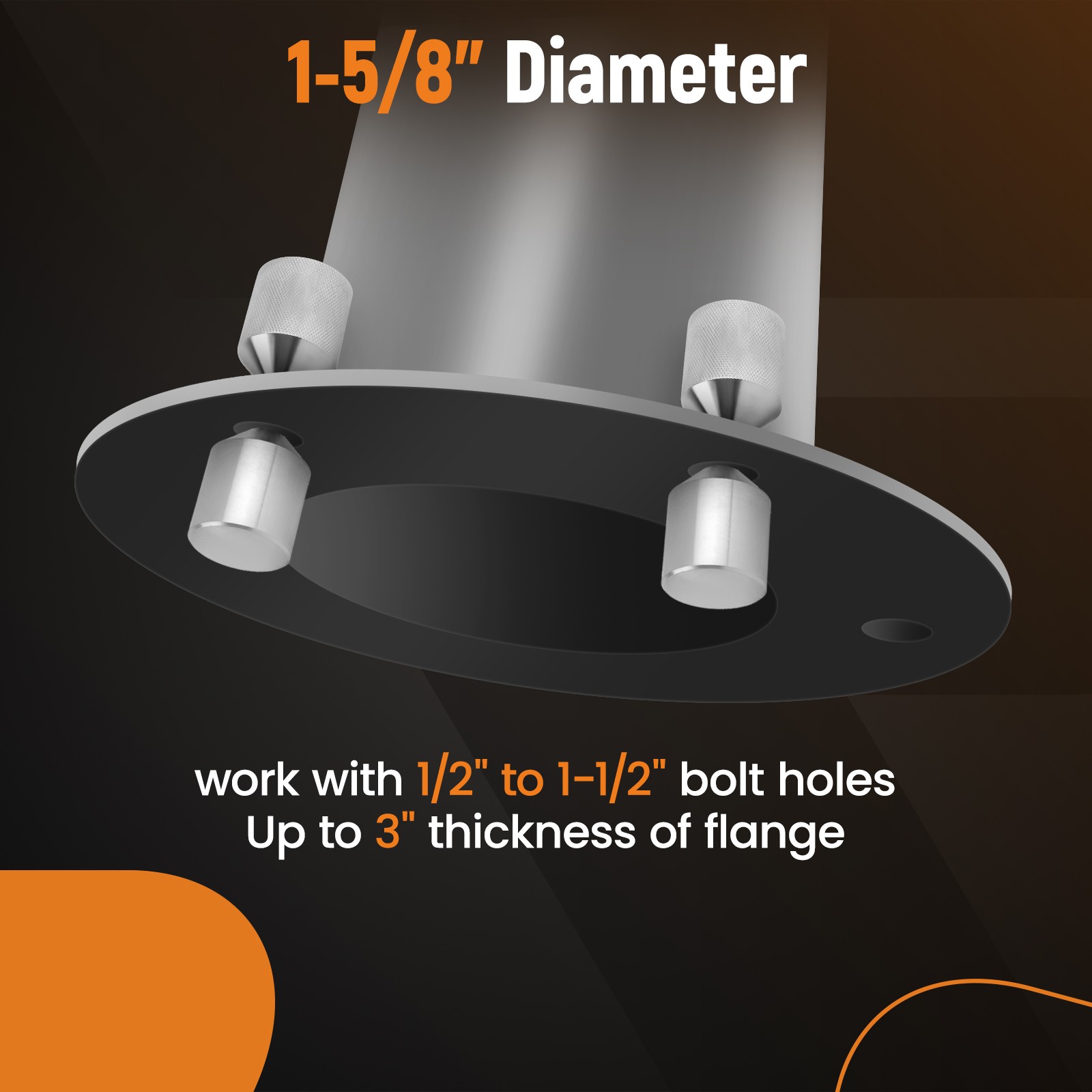 2x Flange Two Hole Pin Set Stainless Steel 1-5/8in Diameter 304 1/2”-1-1/2”