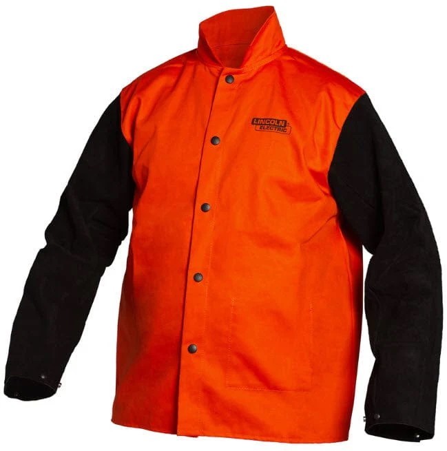Lincoln Bright FR Cloth Welding Jacket w/ Leather Sleeves Large K4690-L