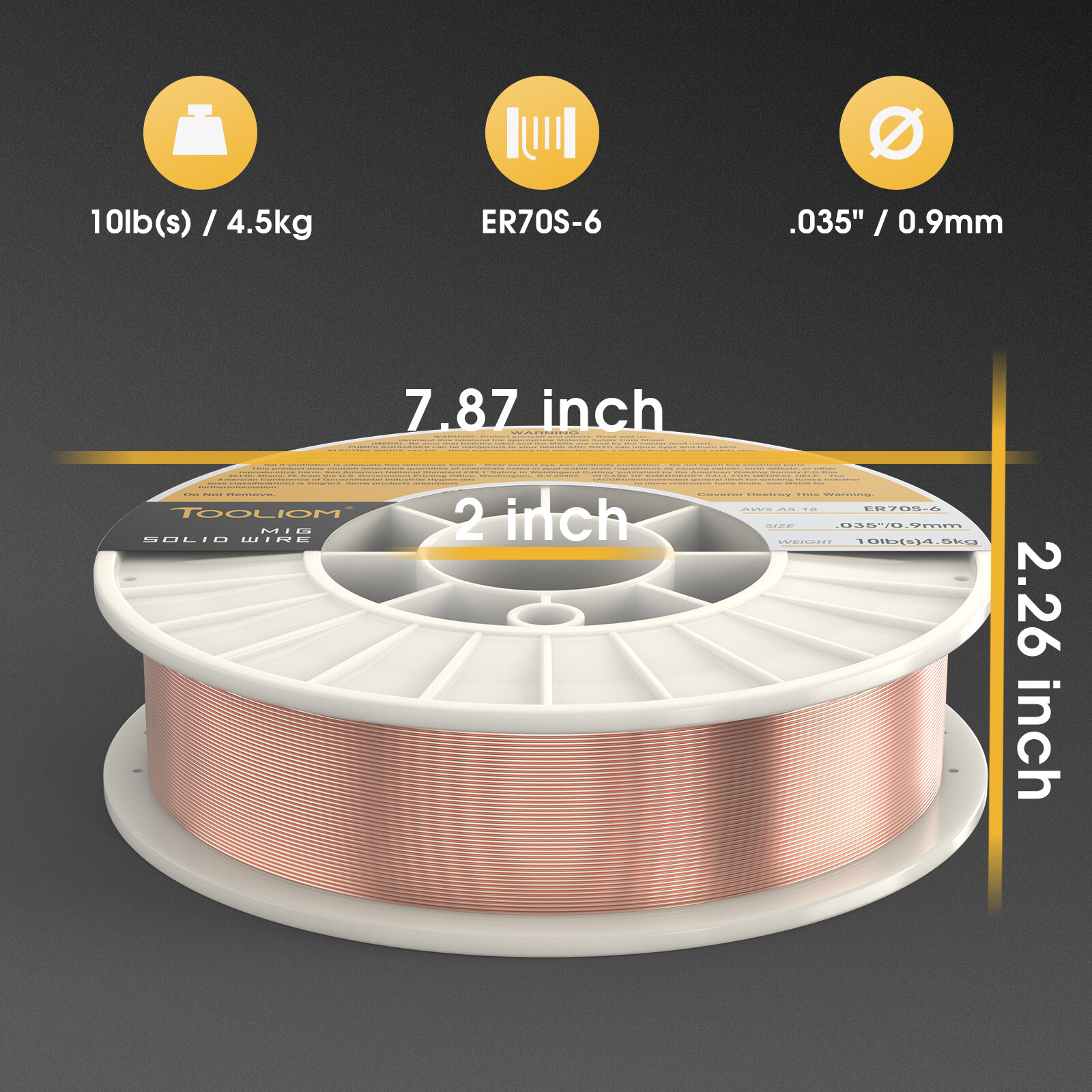 TOOLIOM MIG Welding Wire ER70S-6 .035″ (0.9 mm) 10LB Mild Steel MIG Wire