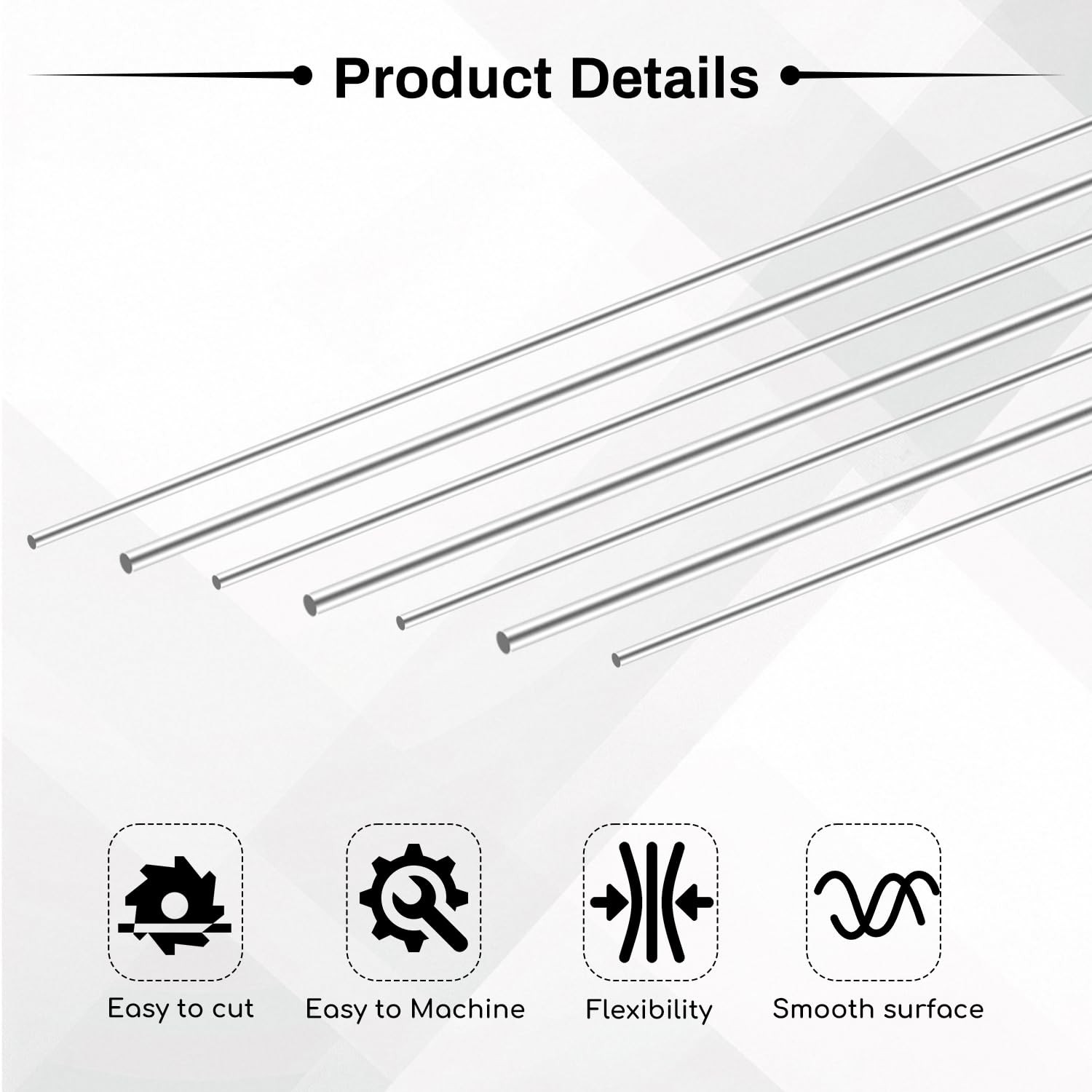 10pcs 2.5mm x 100mm 304 Stainless Steel Round * 100mm, Silver