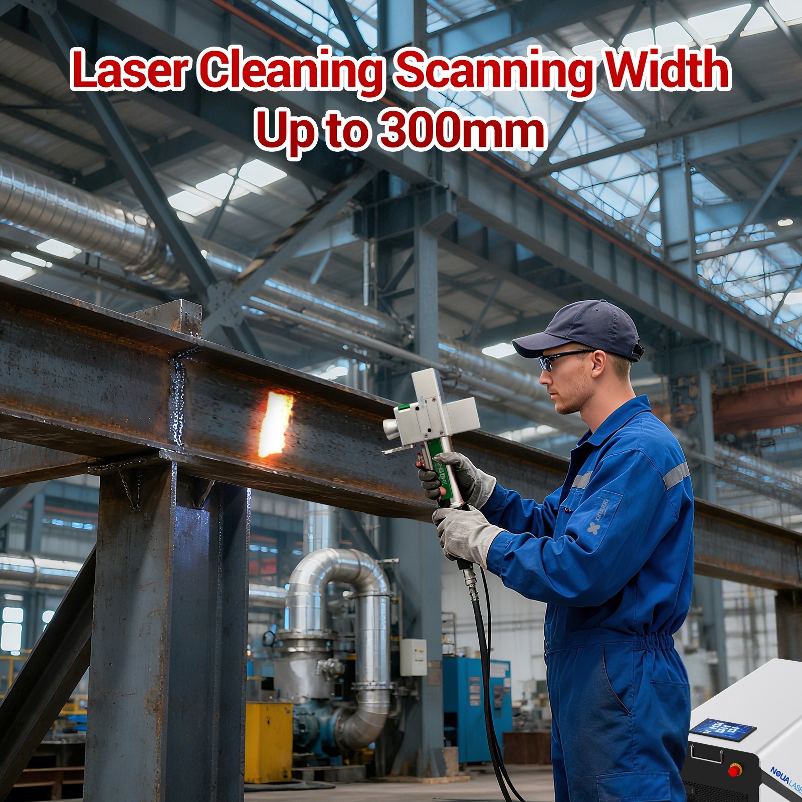 1200W Laser Cleaning Machine Double Wobble 300*300mm Laser Rust Removal 220V