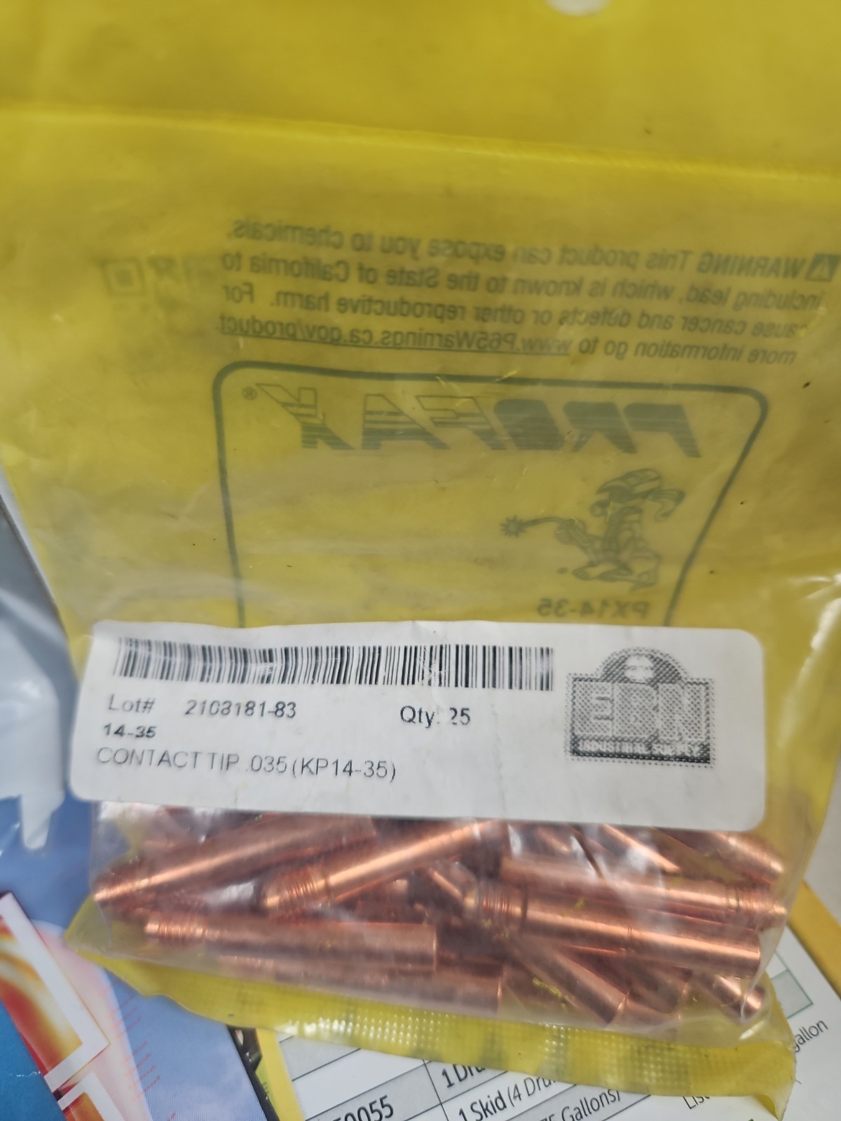 (QTY 25) PROFAX PX14-35: Contact Welding TIP .035 14-35