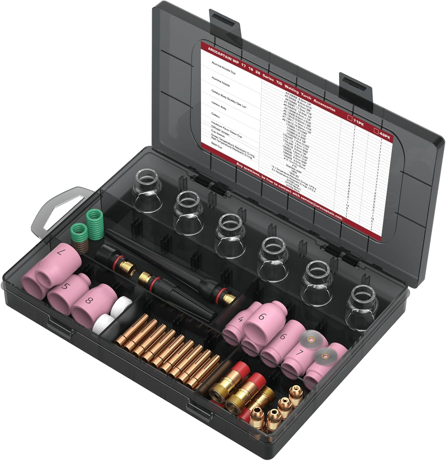 71 Pcs TIG Welding Torch Accessories Kit for WP-17/18/26 | 6 Glass Cup #12, 10 G