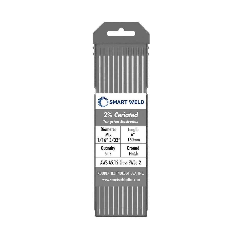Grey TIG Welding Tungsten Electrode Assorted 10 pack 1/16″ 3/32″ WC20 Length 6″