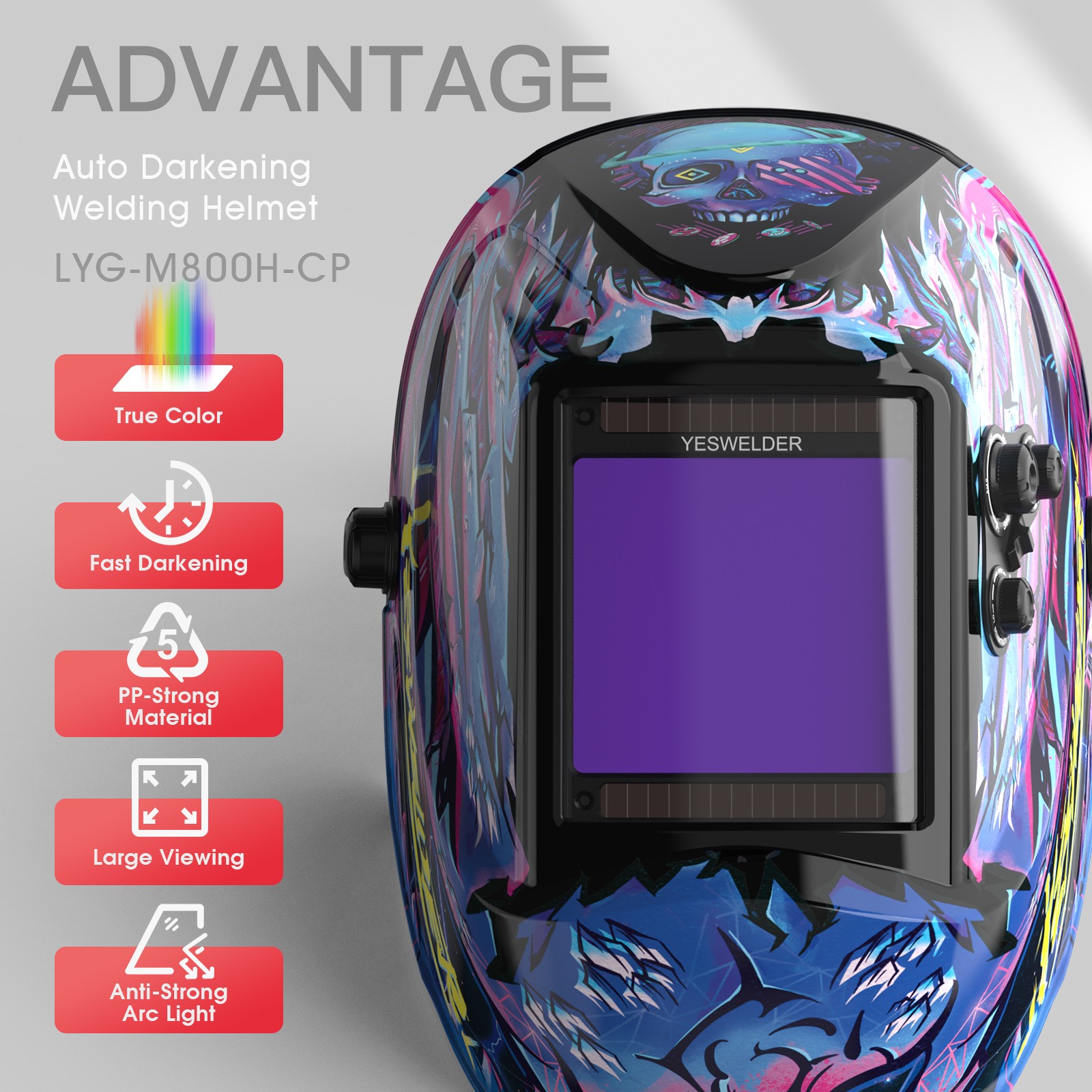 Auto Darkening Welding Helmet 1/1/1/1 4Sensor TIG MIG ARC +Gloves +Sleeves
