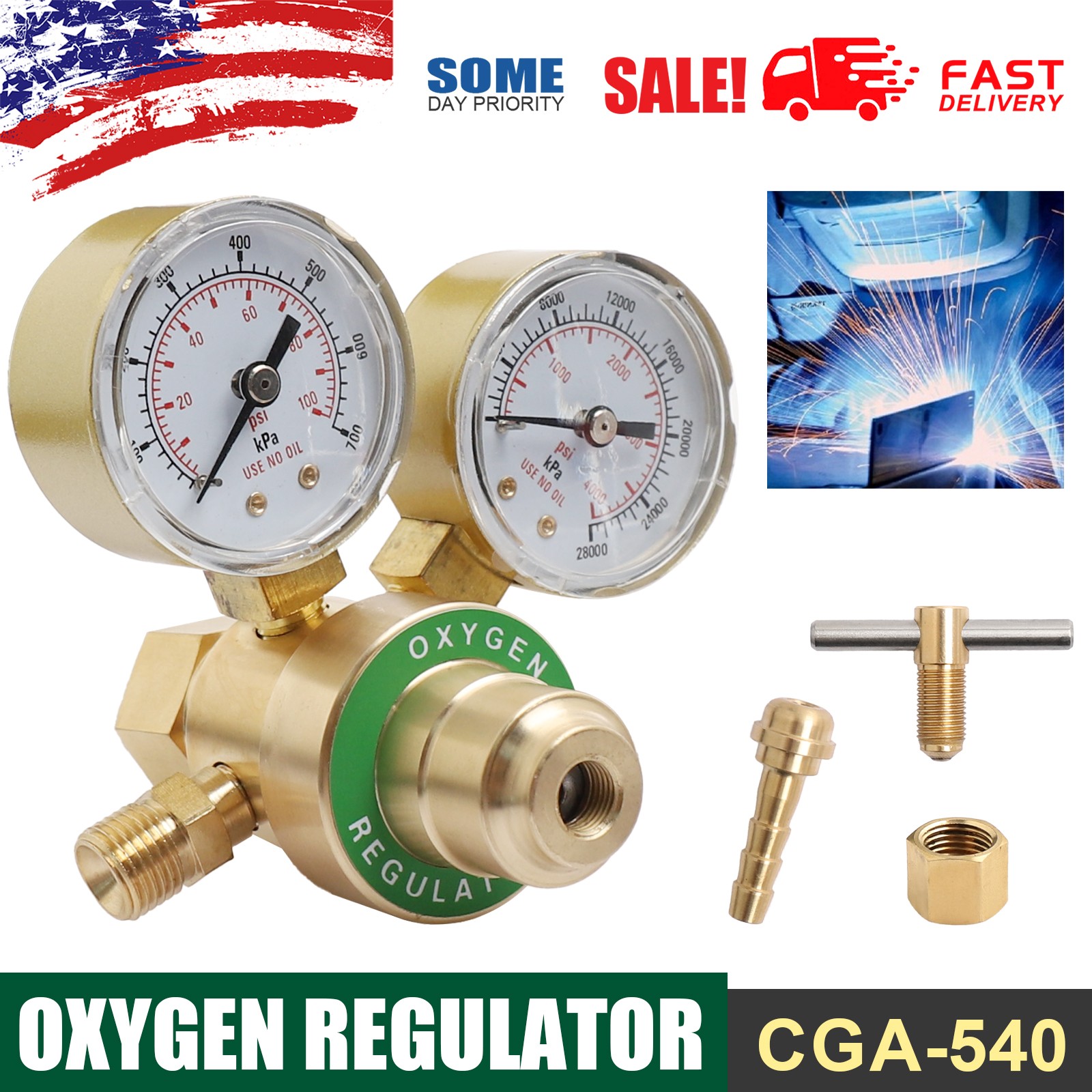 Oxygen Acetylene Gas Regulator Welding Cutting Torch Dual Gauge CGA540 CGA200