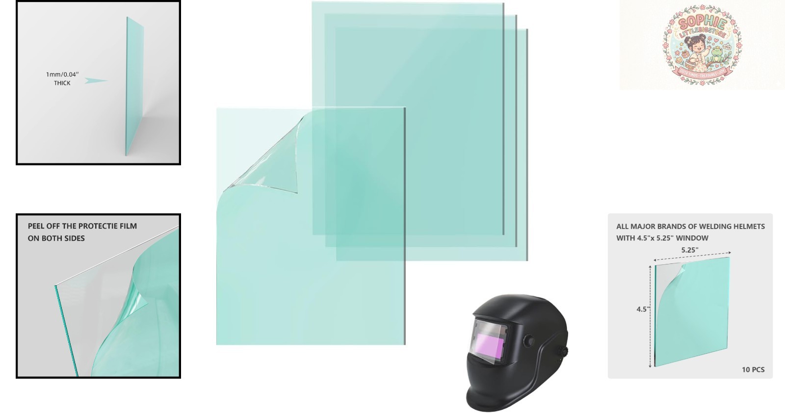Transparent Replacement Lenses for Welding Helmets – 10 Pack, 4.5″ x 5.25″