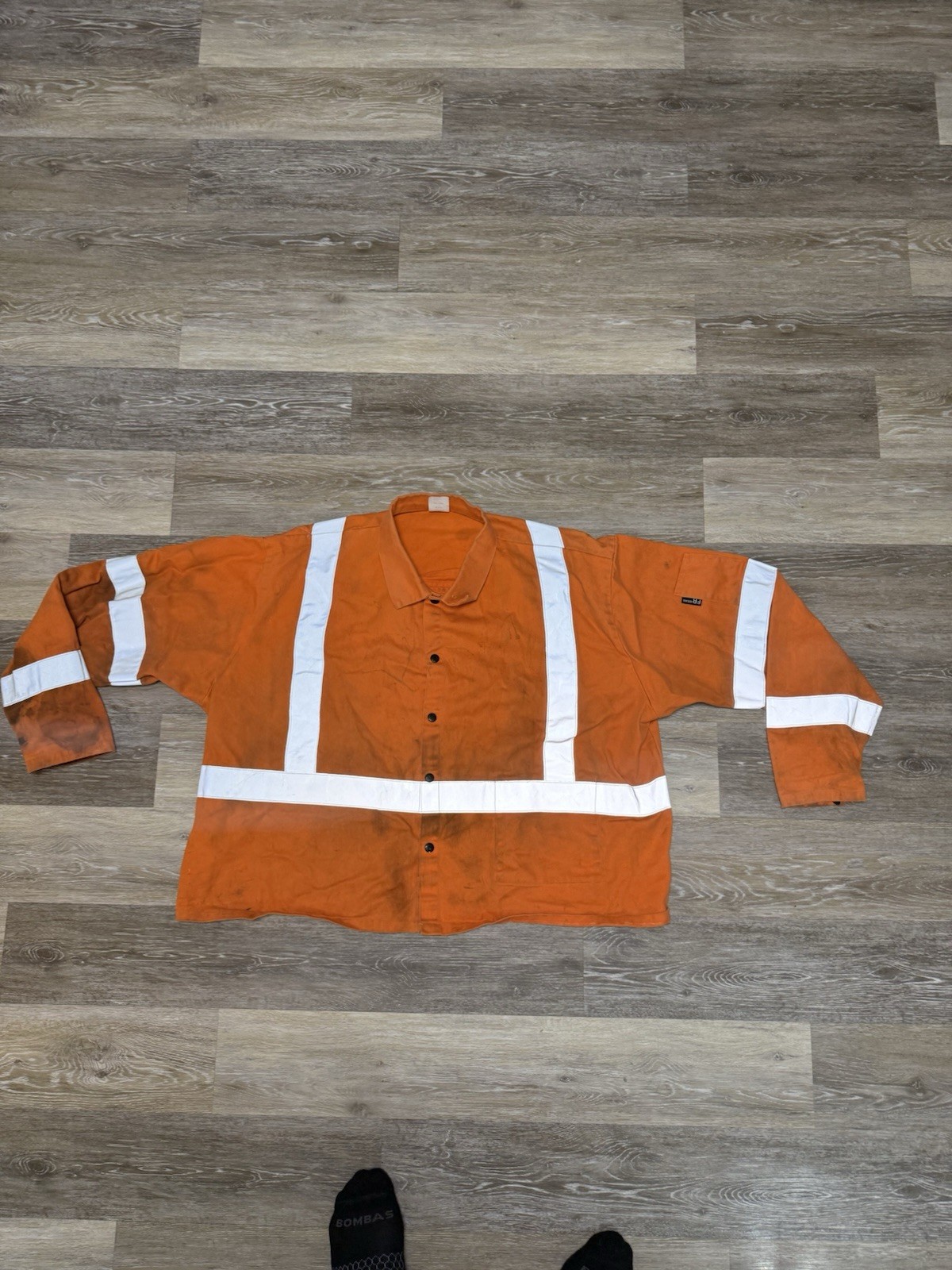 Black Stallion JF1012 FR Cotton Welding Jacket-FR Reflective Tape Orange Sz 4XL