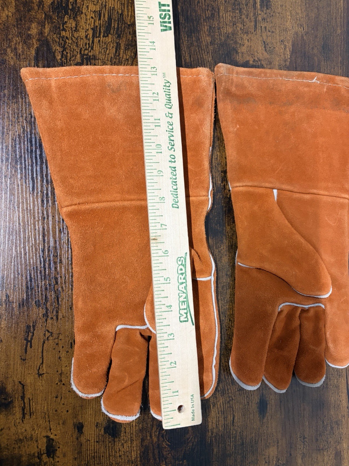 Vintage Leather Welding Gloves Orange Anchor Brand 20 GC