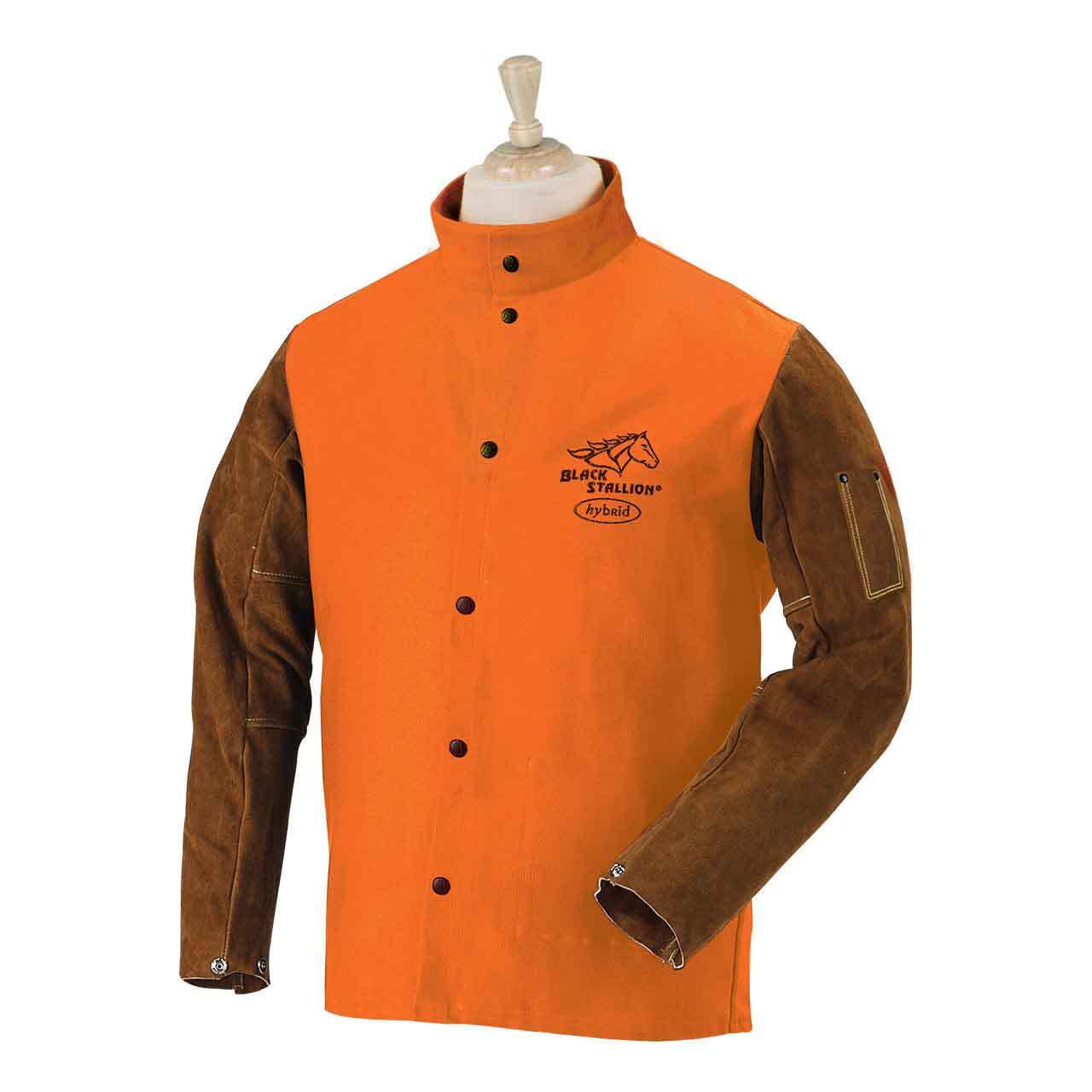 Black Stallion FO9-30C Hybrid FR Cotton Cowhide Welding Jacket Orange 2X-LRG