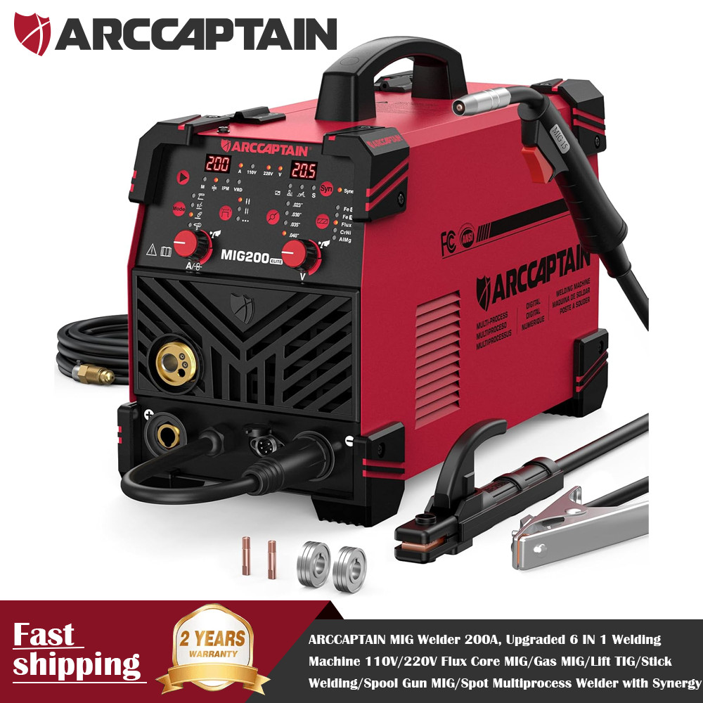 ARCCAPTAIN MIG Welder 200A Upgraded 6 IN 1 Welding Machine 110V/220V Flux Core