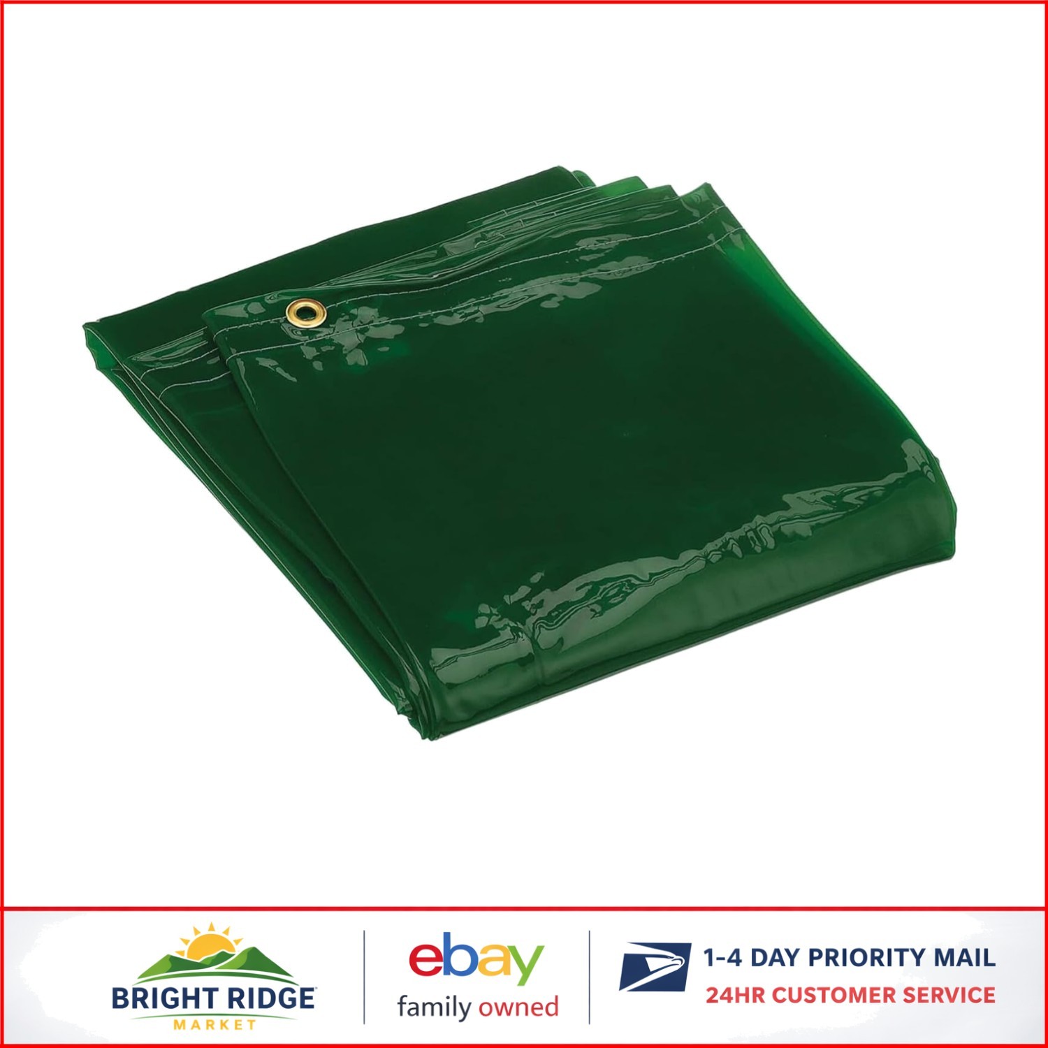 Transparent Green Welding Curtain with Grommets for UV and Blue Light Shielding