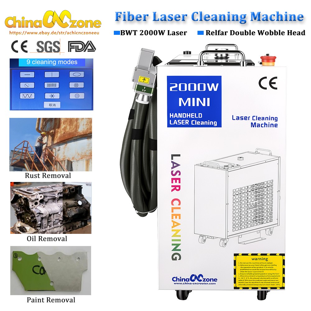2000W Fiber Laser Cleaning Machine Metal Laser Rust Oil Paint Removal Tool EU