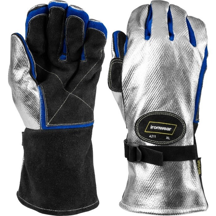 Leather Welding Glove, Kevlar Lined, Aluminized Back for Radiant Heat Protection