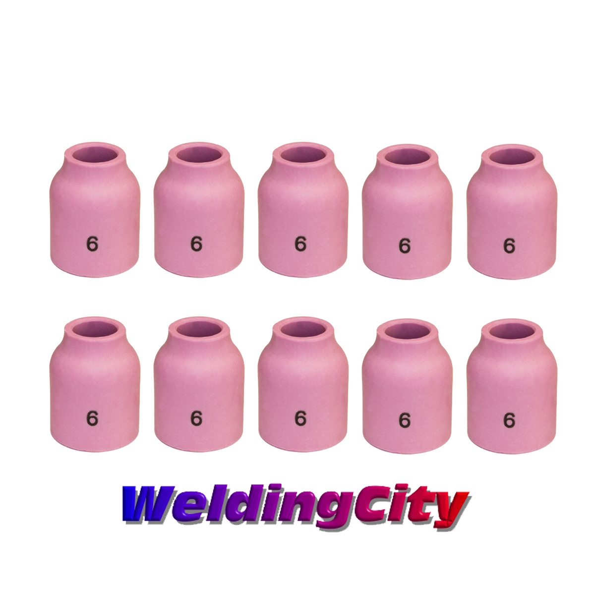 WeldingCity® 10-pk Ceramic Gas Lens Cup 53N60 #6 3/8″ TIG Welding Torch 9/20 USA