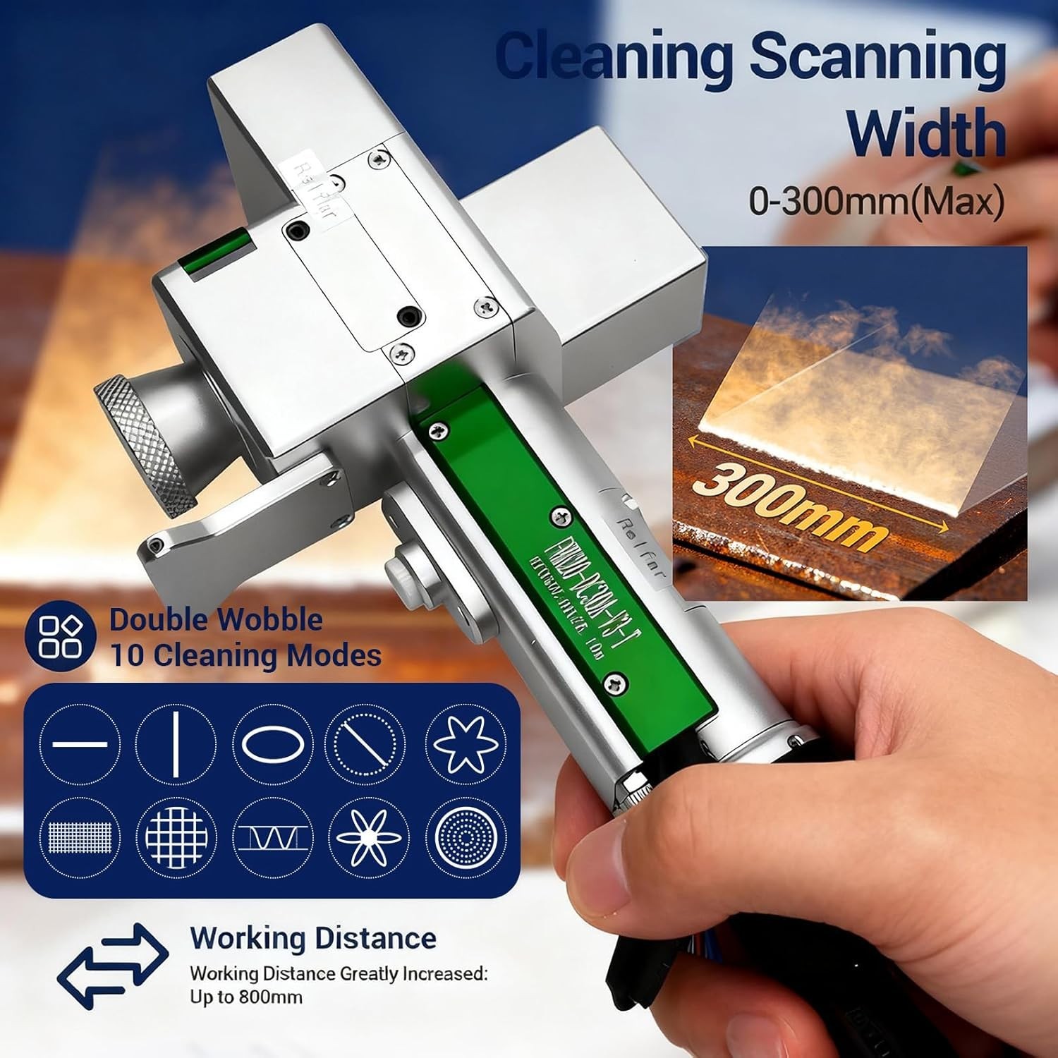 1200W Laser Cleaning Machine Double Wobble 300*300mm Laser Rust Removal 220V