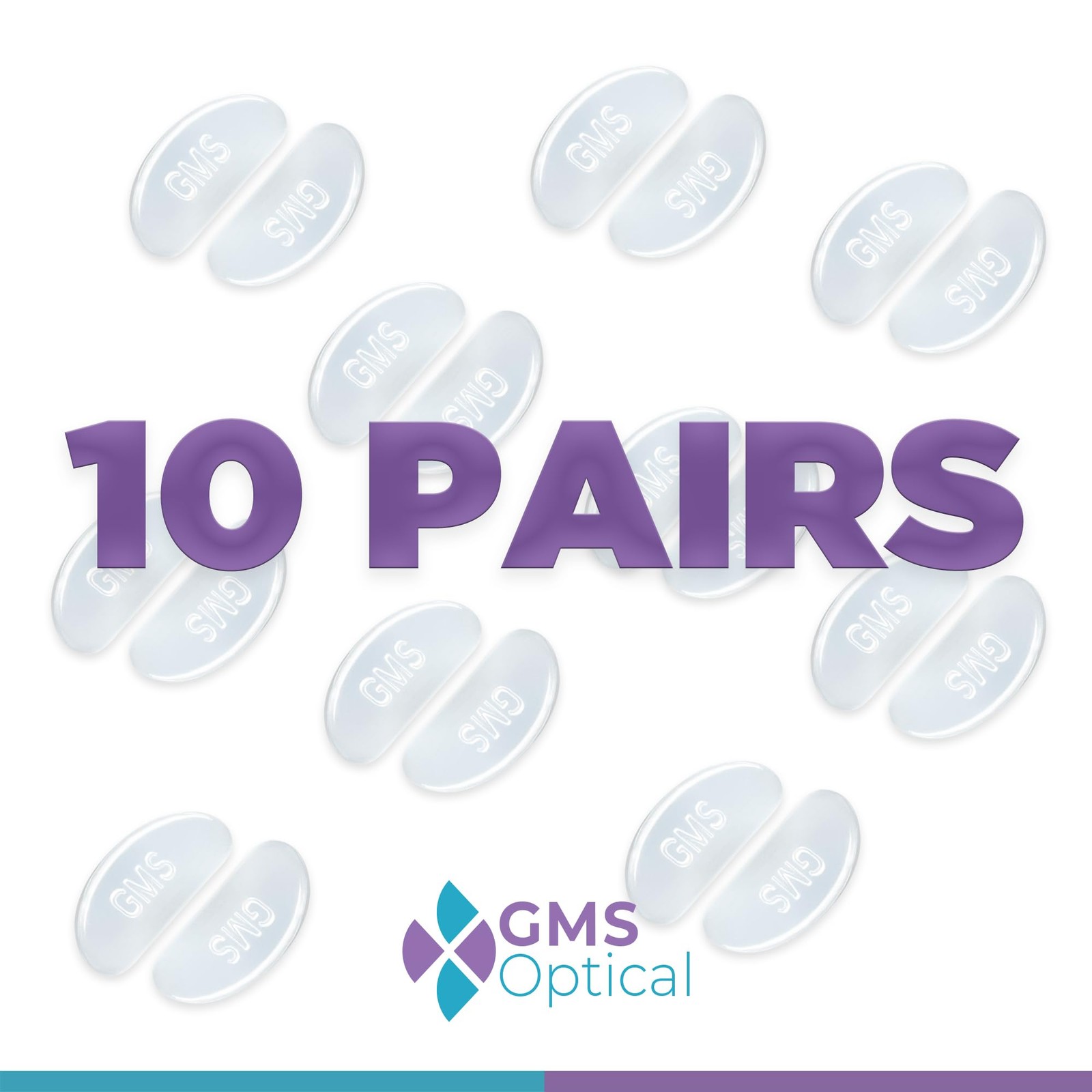 GMS Optical Adhesive Silicone Nose Pads for Glasses | 1.8mm Reg-Thin, 13mm Sm…