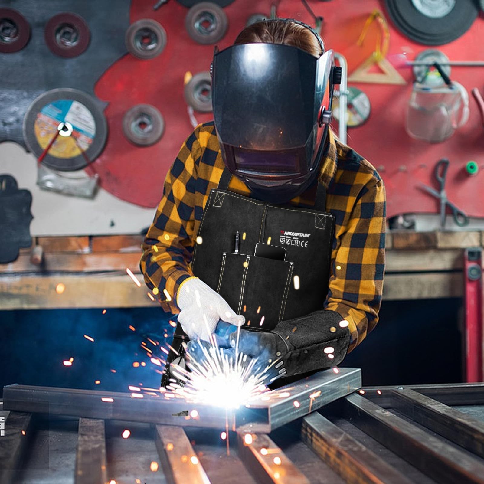 ARCCAPTAIN Stick Welder 200A ARC/Lift TIG Welding Machine & Welding Work Aprons