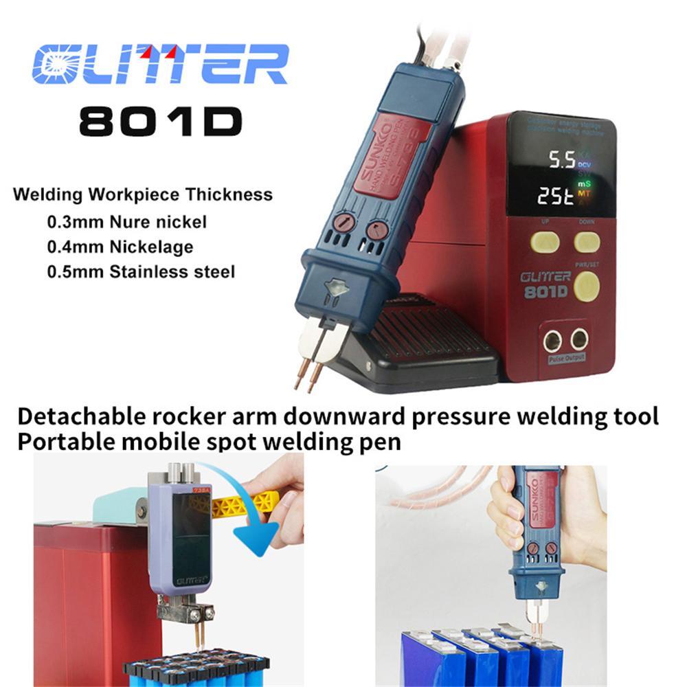 GLITTER 801D Portable Capacitor Spot Welding Machine Welder for 18650 Battery
