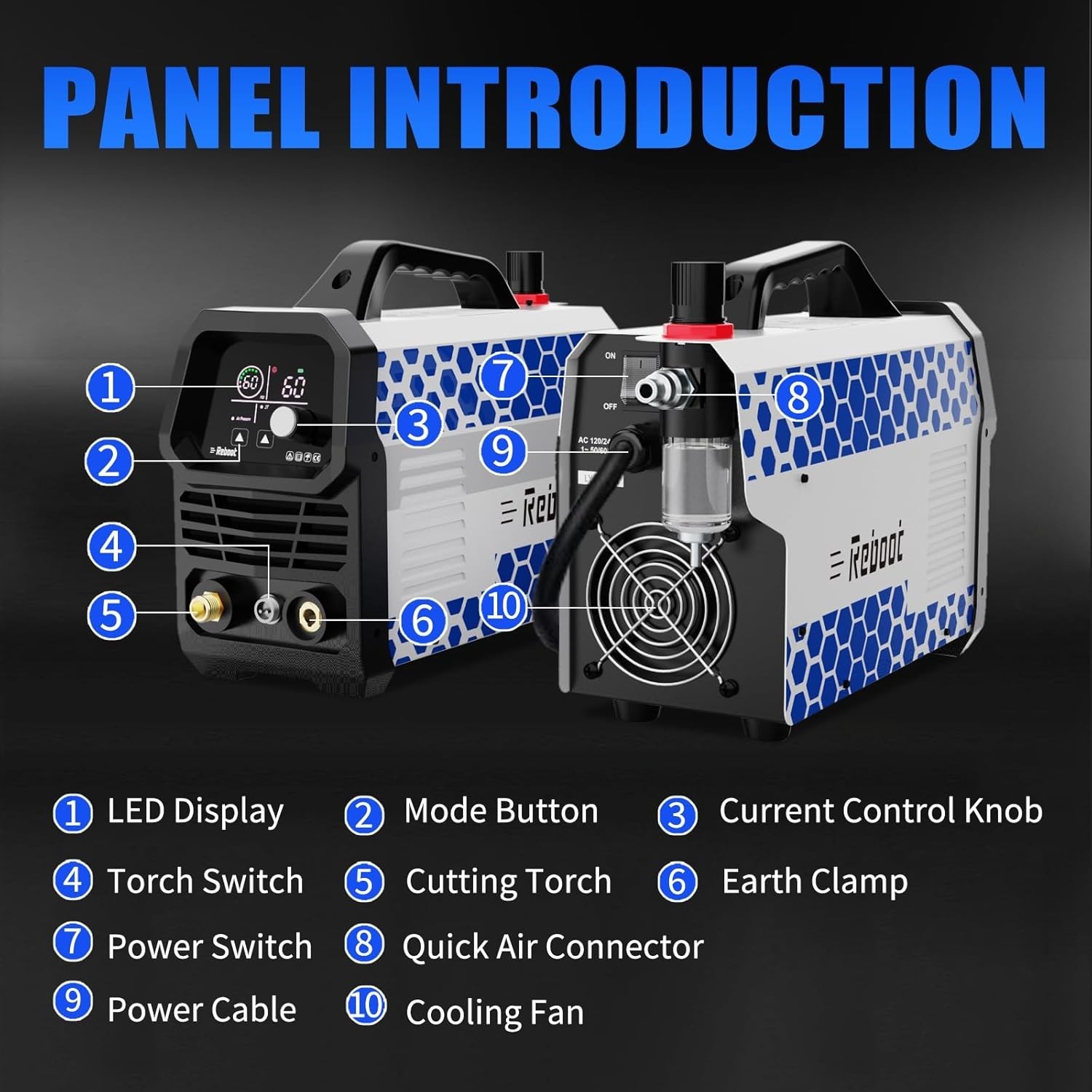 Plasma Cutter, Large Integrated LED Digital Display,IGBT Inverter, RBC6000D Max