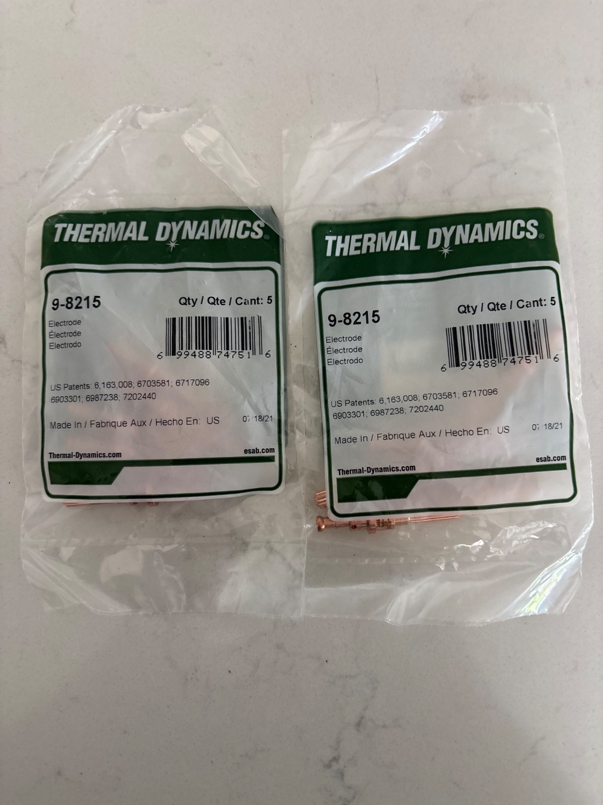 (LOT OF 2) NEW Genuine Thermal Dynamics 9-8215 5 Pack Electrodes(LOT OF 2)
