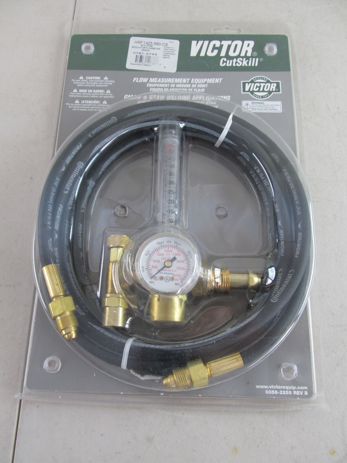 Victor HRF1425-580CS Argon Flow Meter With 10′ Hose New in Pkg