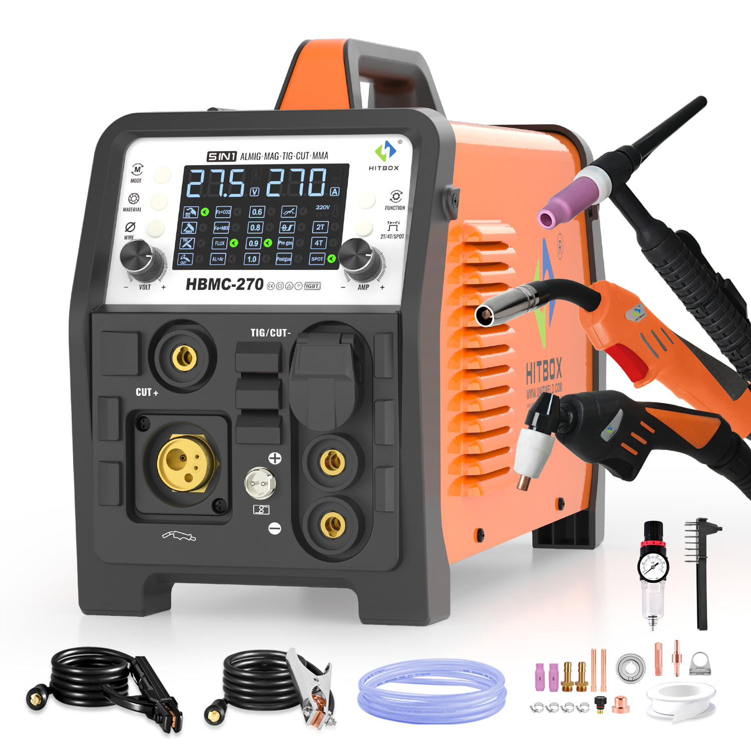 200Amp 6in1 Plasma Cutter Alu Welder HF-TIG Spot Gas Gasless-MIG Stick CUT 220V