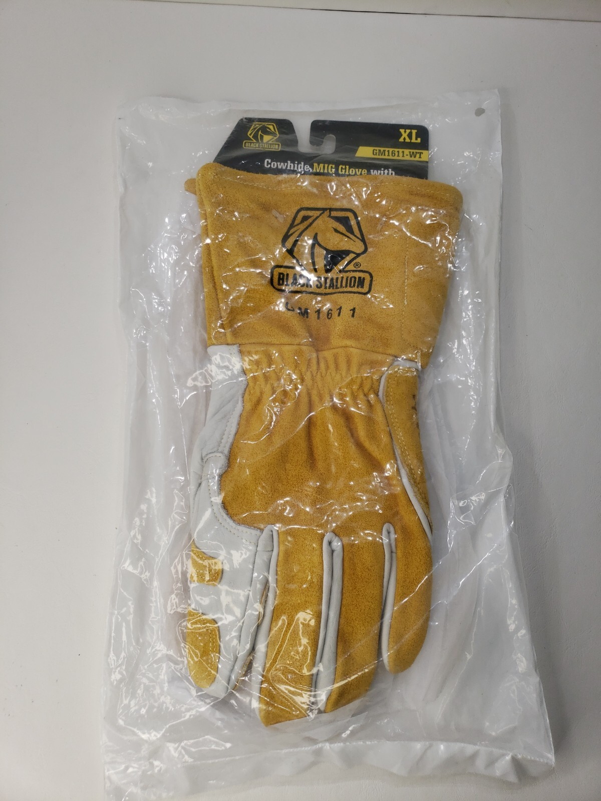 Black Stallion GM1611-WT Cowhide MIG Glove with Reinforced Palm & Thumb L