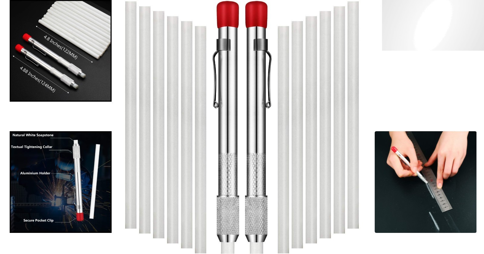 2 Soapstone Pencil Holders & 12 Refills – Ideal for Metal, Aluminum, Cast Use