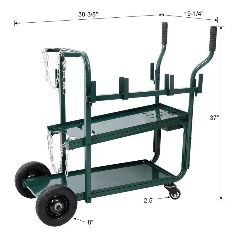 Heavy Duty 2-Tier Rolling Welding Cart 300 LBS Welder Storage Trolley w/ Wheels