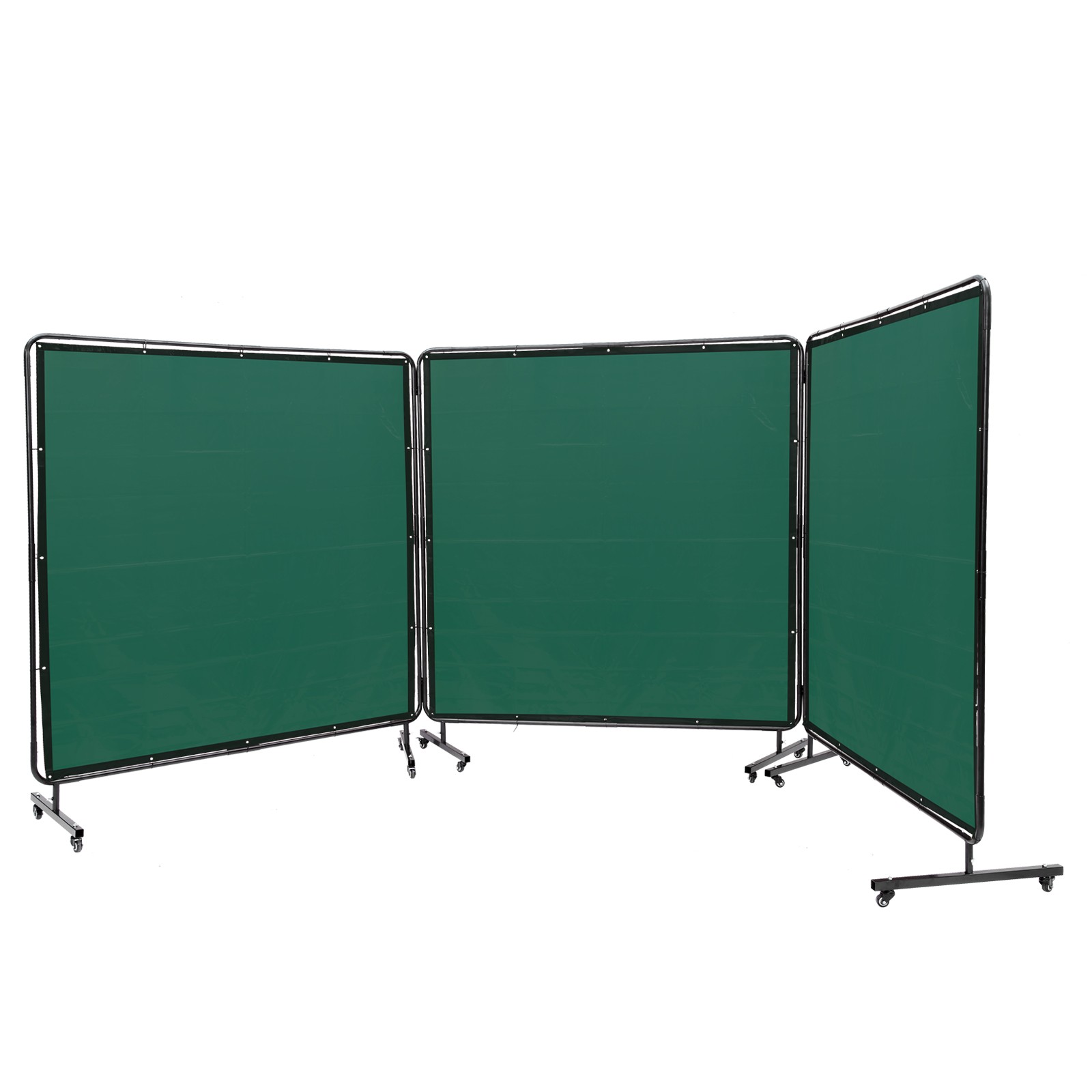 Uimoso Three-Panel Welding Screen with Frame, 6′ x 6′, Includes 12 Wheels