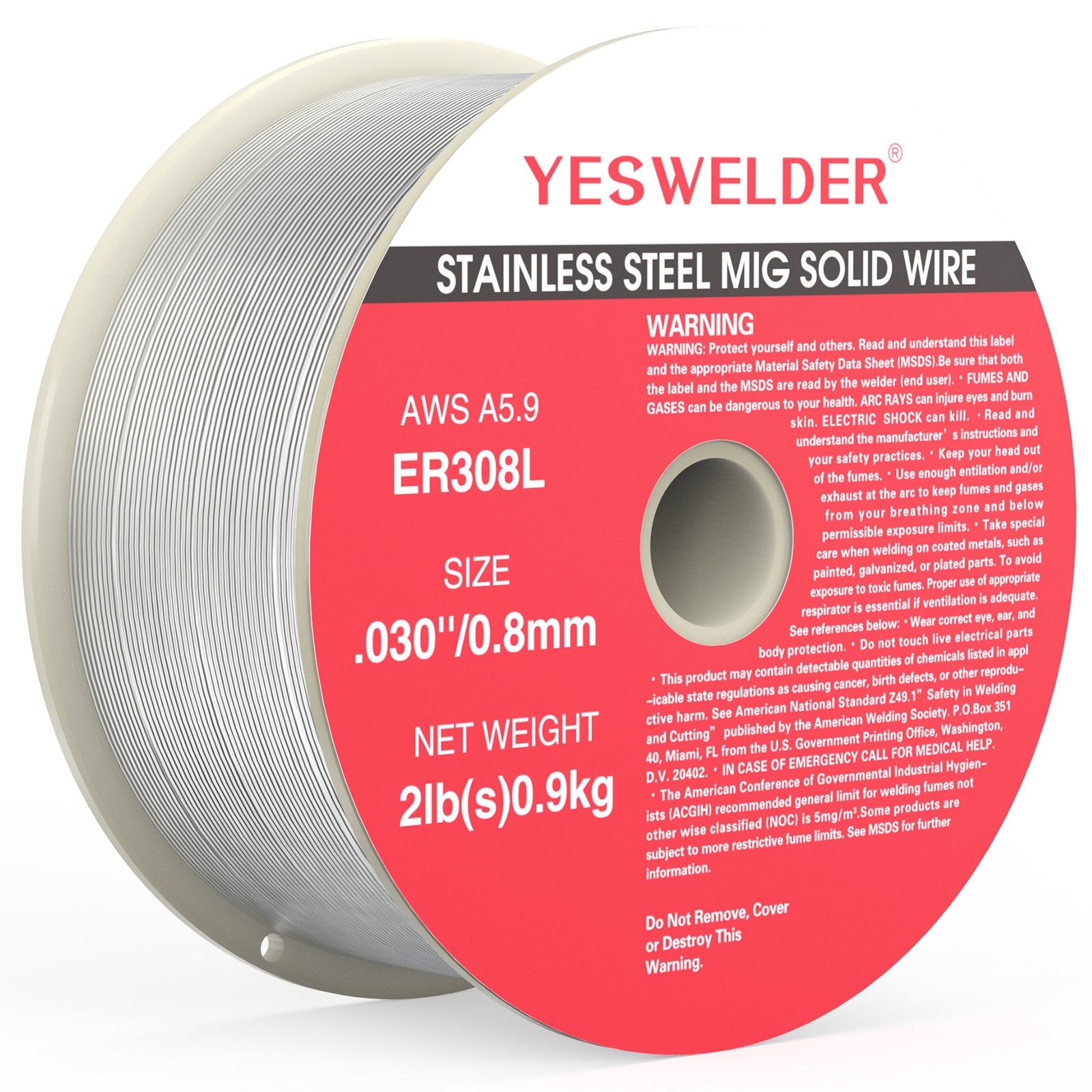 Stainless Steel MIG Solid Wire ER308L .030 0.8mm/ .035″-0.9mm, 2-Pound