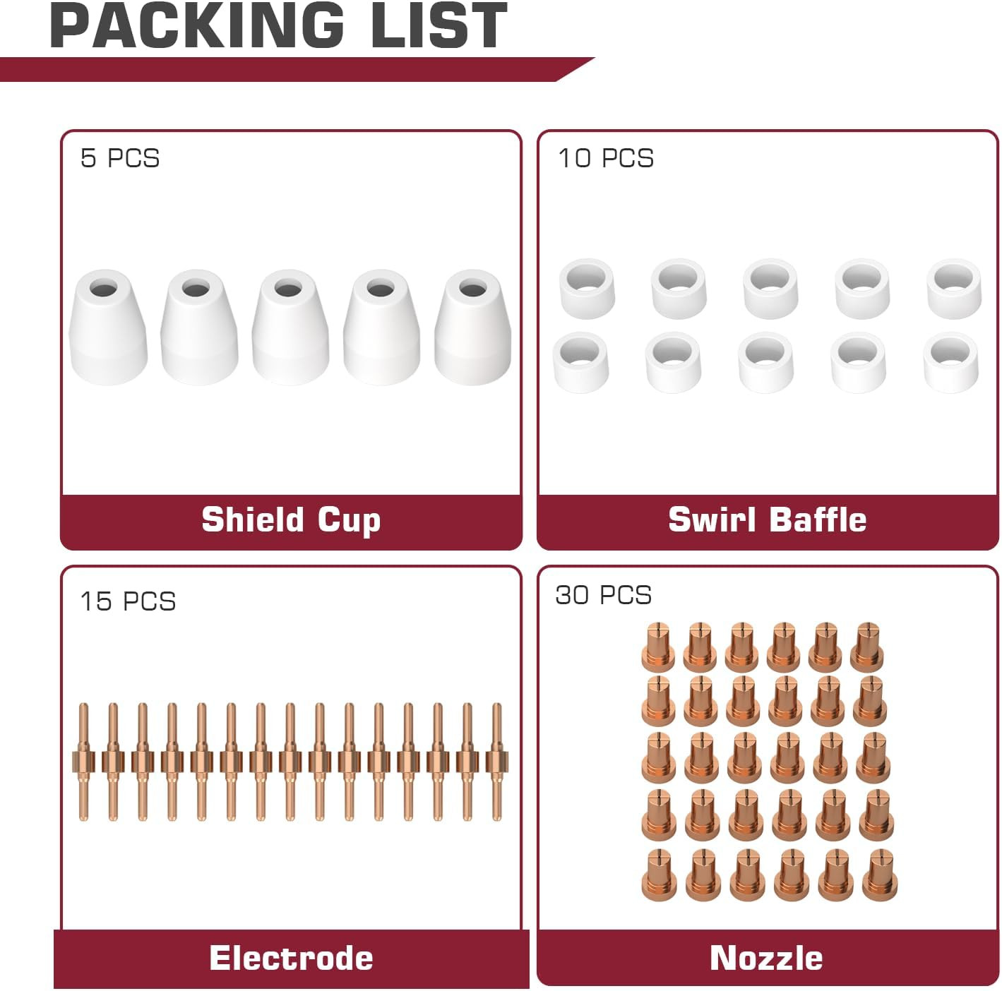60PCS PT31 Plasma Cutting Consumables Fit CUT-45 CUT-50 CT-312 Plasma Cutter