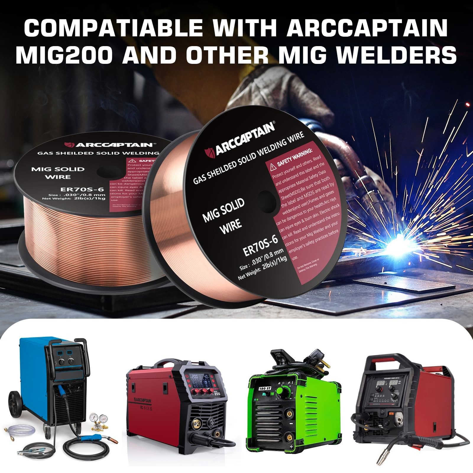 Mig Welding Wire, Mig Wire ER70S6 2Lbs Gas Solid Carbon Steel Low Splatter Mi…