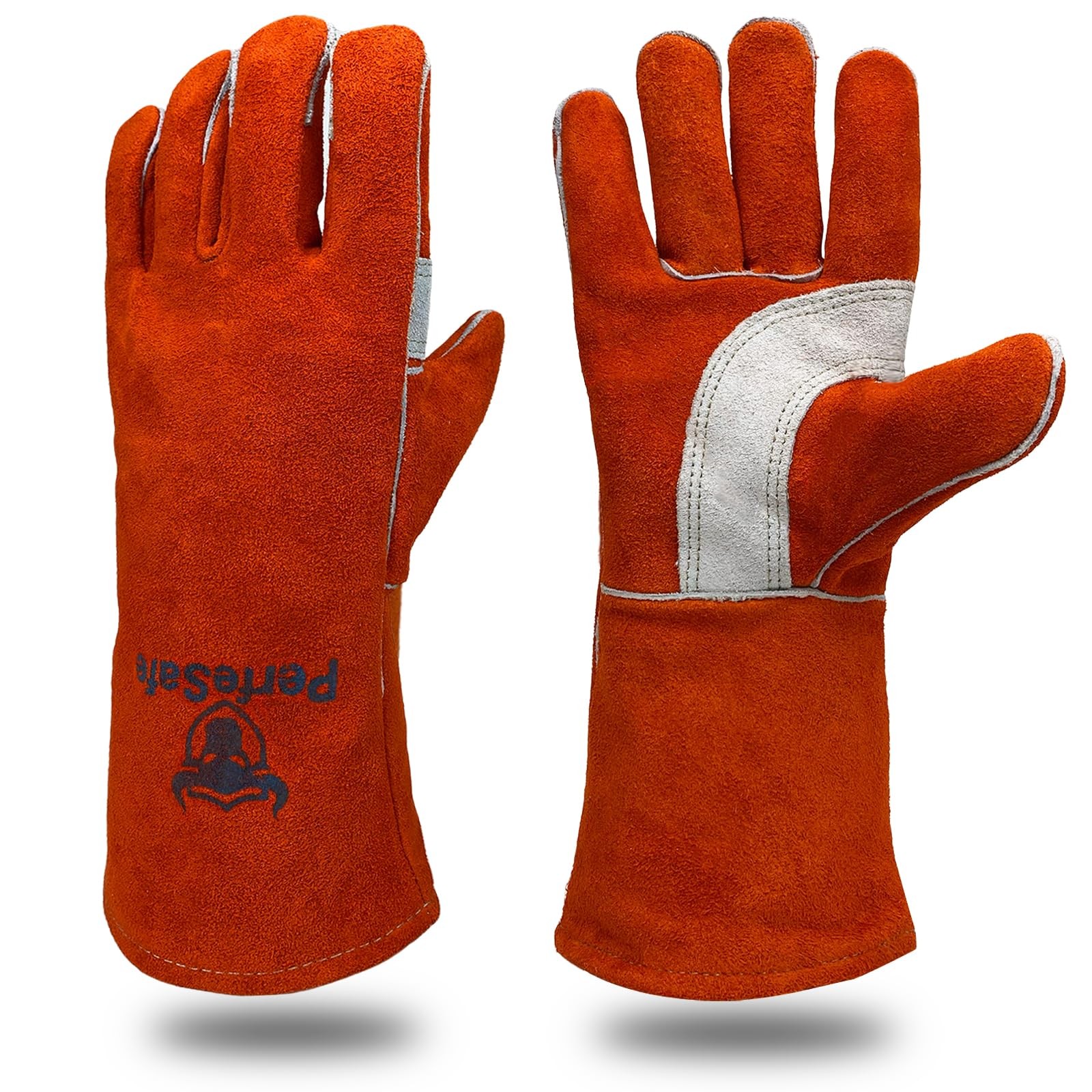 PerfeSafe Welding Gloves 14 Inches, 932℉ Heat Fire Large, 14 Inches Red