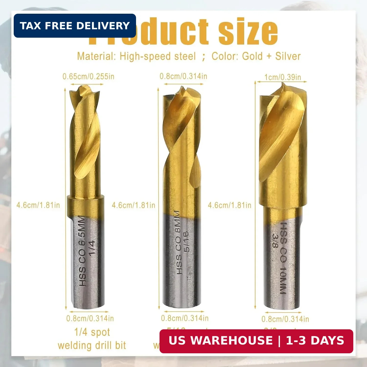3pcs Spot Weld Drill Bit, High Speed Steel Welder Cobalt Spot Weld Cutter Titani