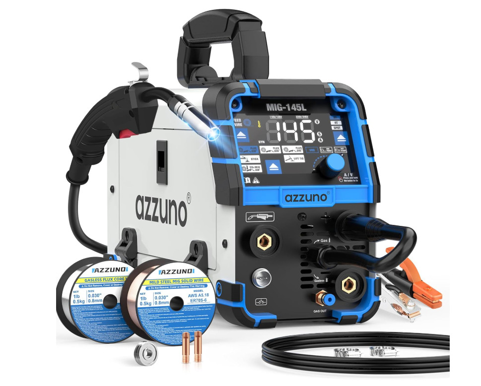 145A MIG Welder 110V/220V, 4-In-1 MIG Welding Machine with Gas/Gasless Flux Core