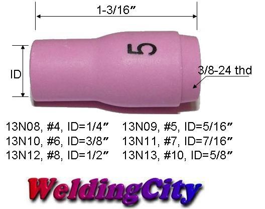 WeldingCity® 5-pk Ceramic Cup Nozzle 13N09 #5 5/16″ TIG Welding Torch 9/20 | USA