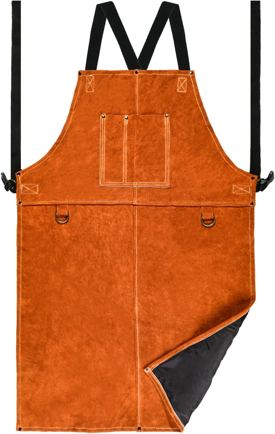 Leather Welding Work Apron – Heat Resistant & Flame Resistant Bib Apron, Flame R