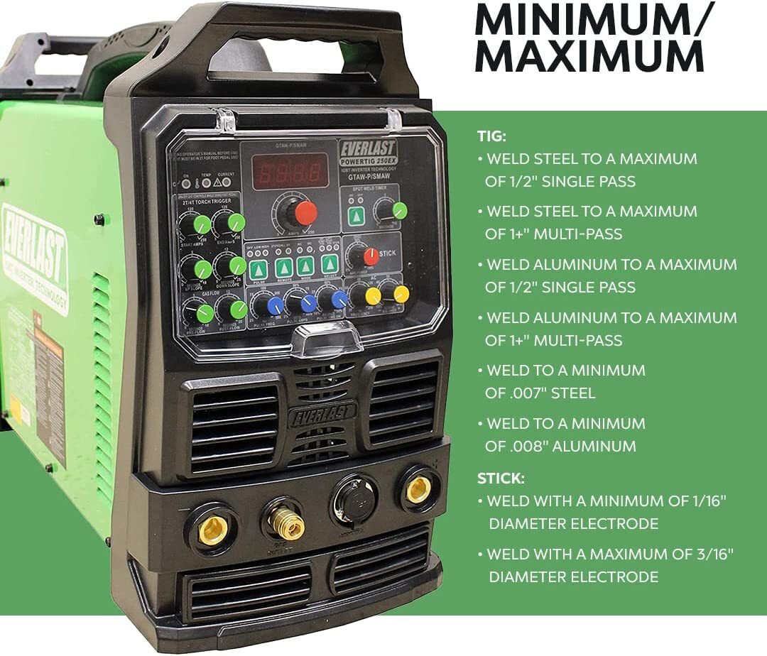 PowerTIG 250EX GTAW-P 250AMP ACDC TIG STICK PULSE WELDER by EVERLAST
