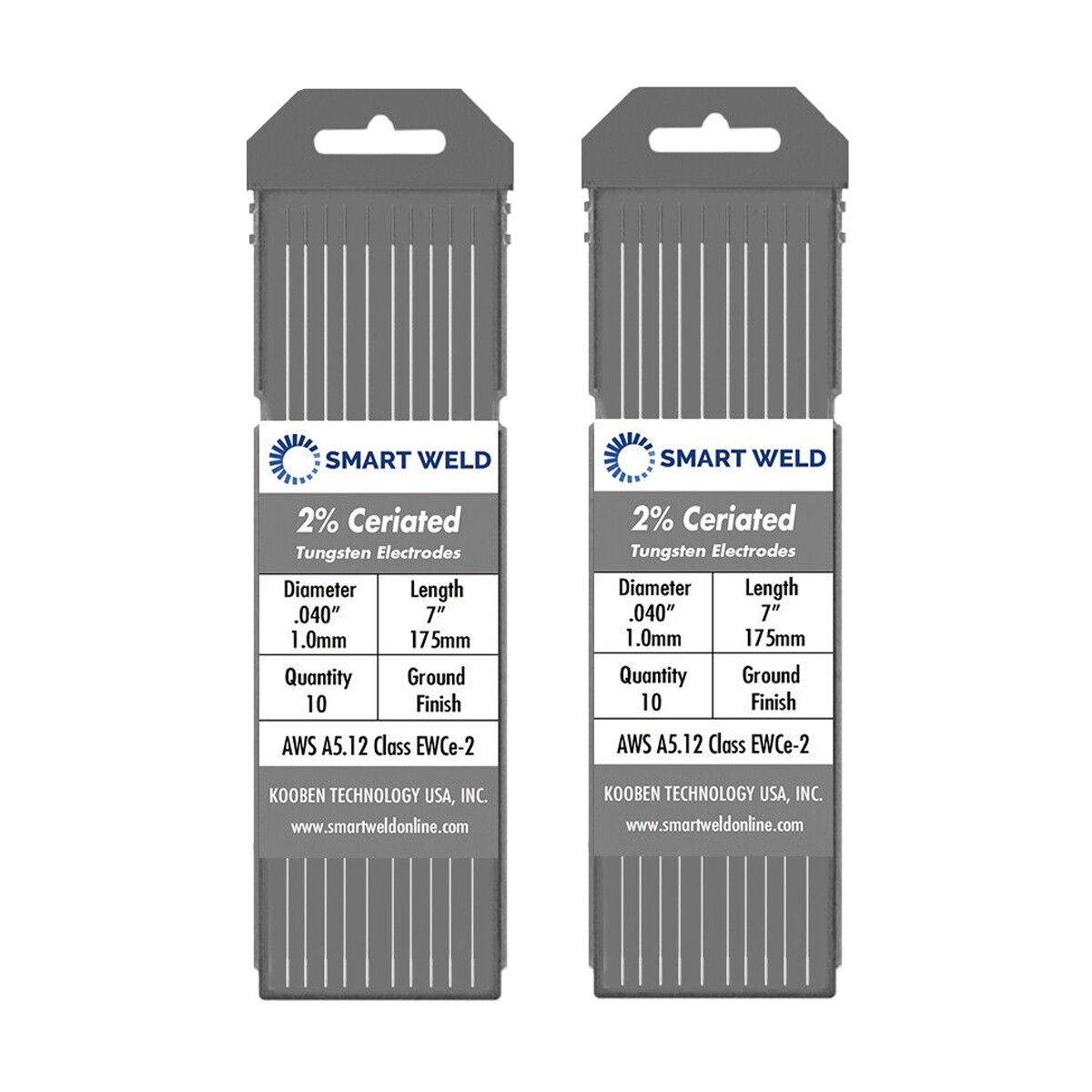 Grey TIG Welding Tungsten Electrode .040″ (20 pack, WC20, 2% Ceriated)